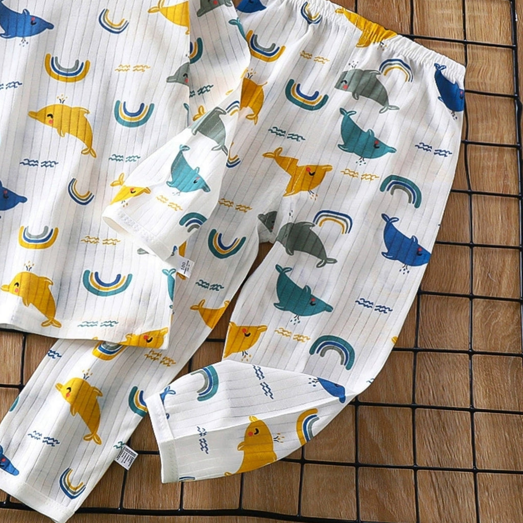 Casual Sporty Summer 2-Piece Unisex Kids' Pajama Set, Ages 2-13 | Color: Style 2 | Image 2