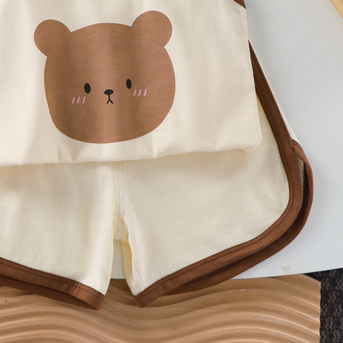 Casual Sporty Summer 2-Piece Unisex Baby Pants Suit, Ages 1-24 Months | Color: Beige | Image 2