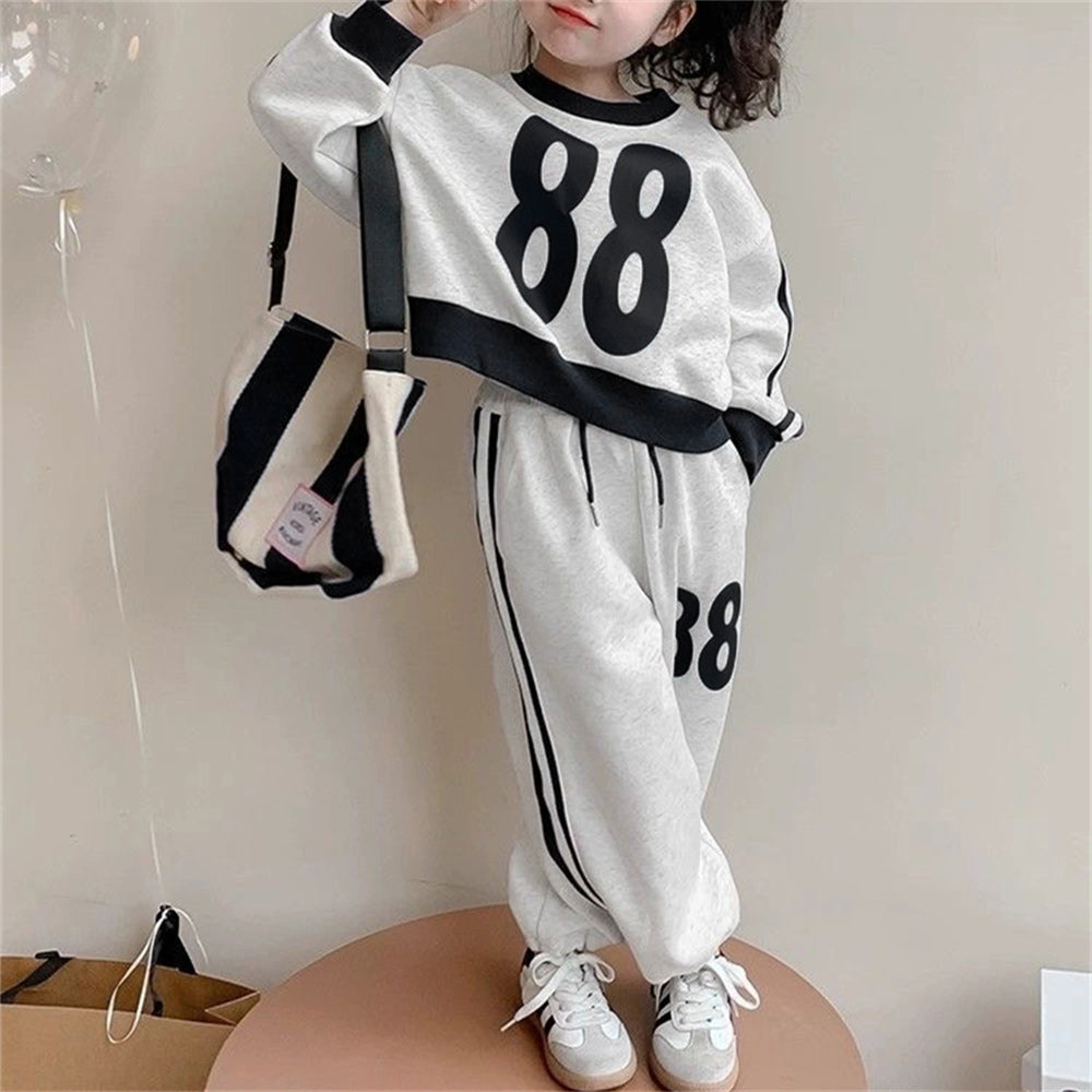 Casual Sporty Autumn 2-Piece Girls' Pants Suit, Ages 3-11 | Color: As the Picture | Image 1