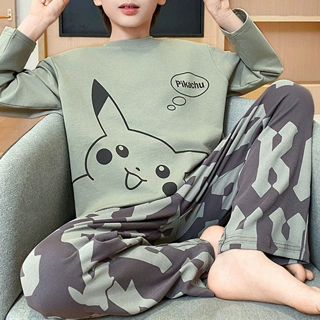 Modern Chic All-Season Casual Sporty Autumn 2-Piece Unisex Kids' Pajama Set, Ages 4-14 | Color: Style 1 | Image 1