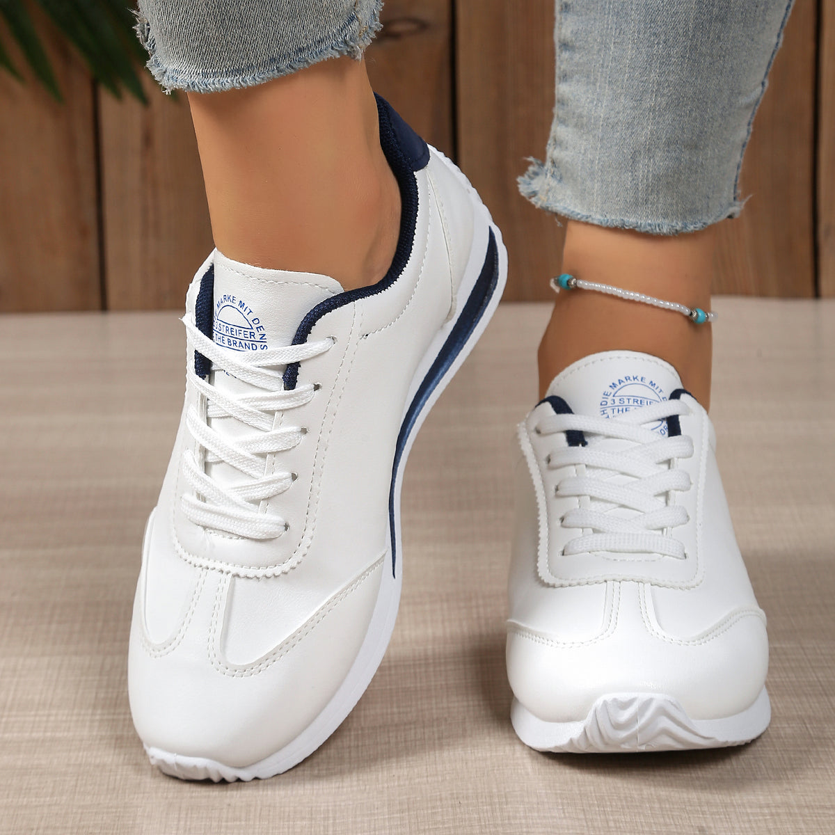 Modern Chic All-Season PU/Artificial Leather/Microfiber Leather Women's Fashion Sneaker | Color: White | Image 1