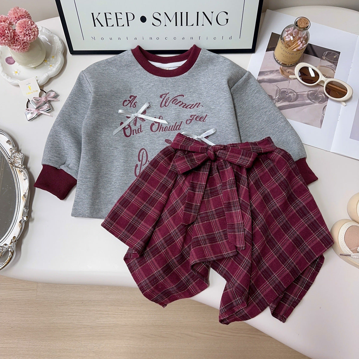 Trendy Autumn 2-Piece Girls' Dress Suit, Ages 2-9 | Color: As the Picture | Image 1