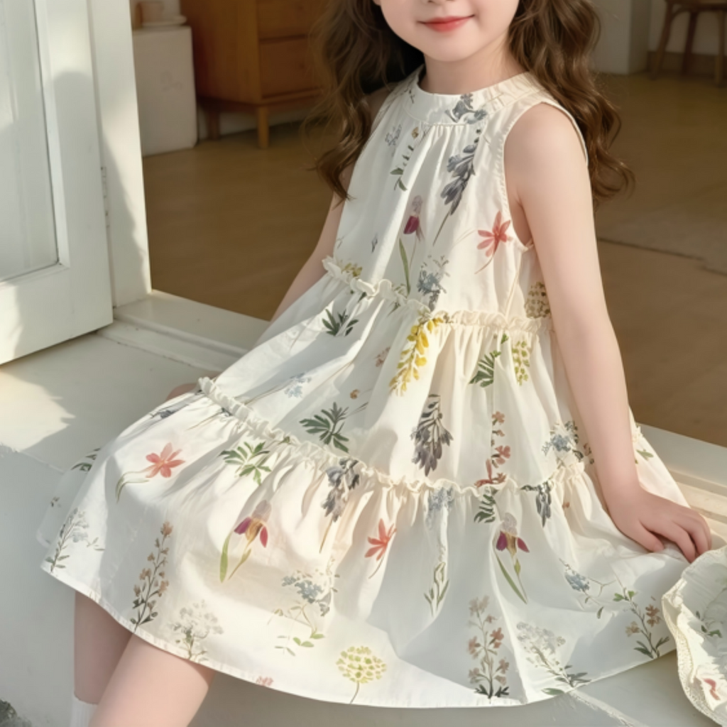 Casual Sporty Summer 2-Piece Girls' A-Line Dress, Ages 3-14 | Color: As the Picture | Image 2