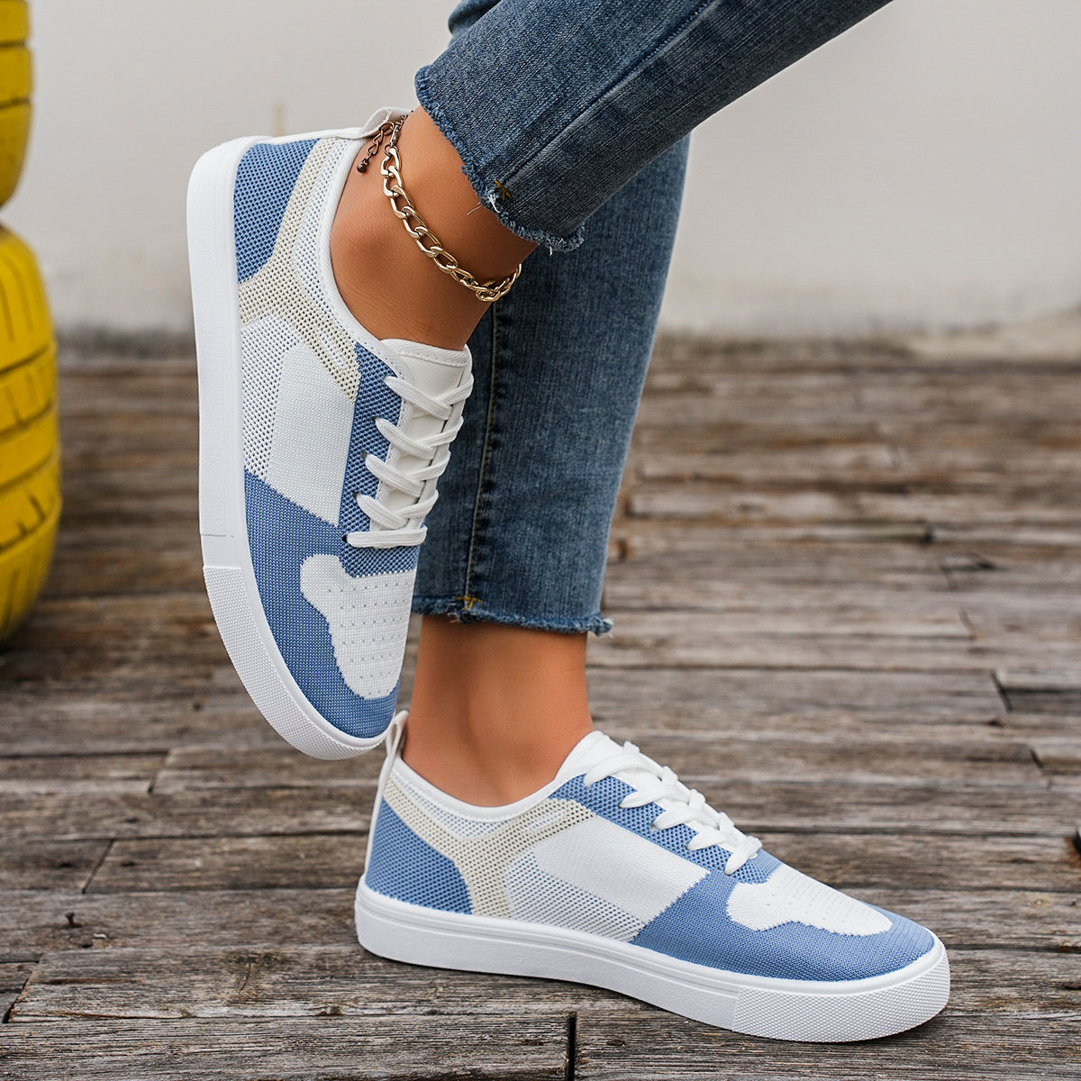 Modern Chic All-Season Flying weaving / Crochet weaving Women's Casual Shoes | Color: Blue | Image 3