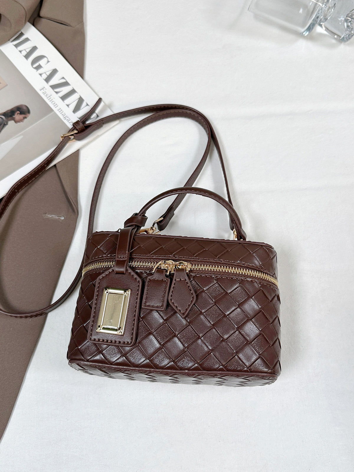 Modern Chic All-Season PU/Artificial Leather/Microfiber Leather Women's Crossbody Bags Box Bags | Color: Coffee | Image 2