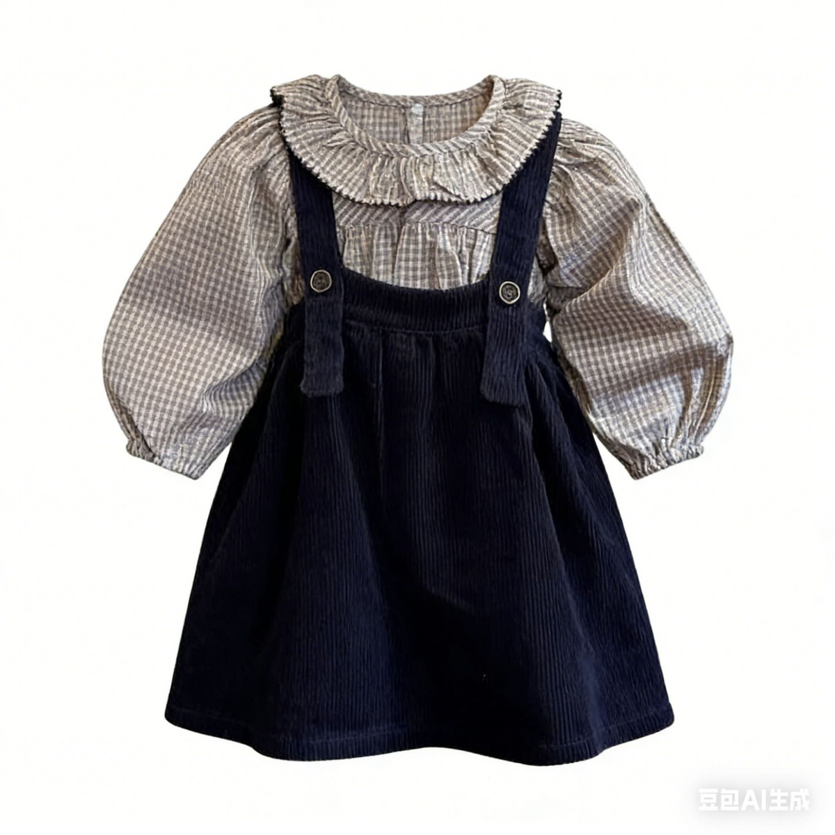Sweet & Cute Autumn 2-Piece Girls' Dress Suit, Ages 2-9 | Color: Navy | Image 2