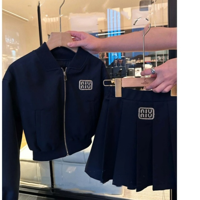 Modern Chic All-Season Casual Sporty Autumn 2-Piece Girls' Dress Suit, Ages 2-14 | Color: Navy | Image 1