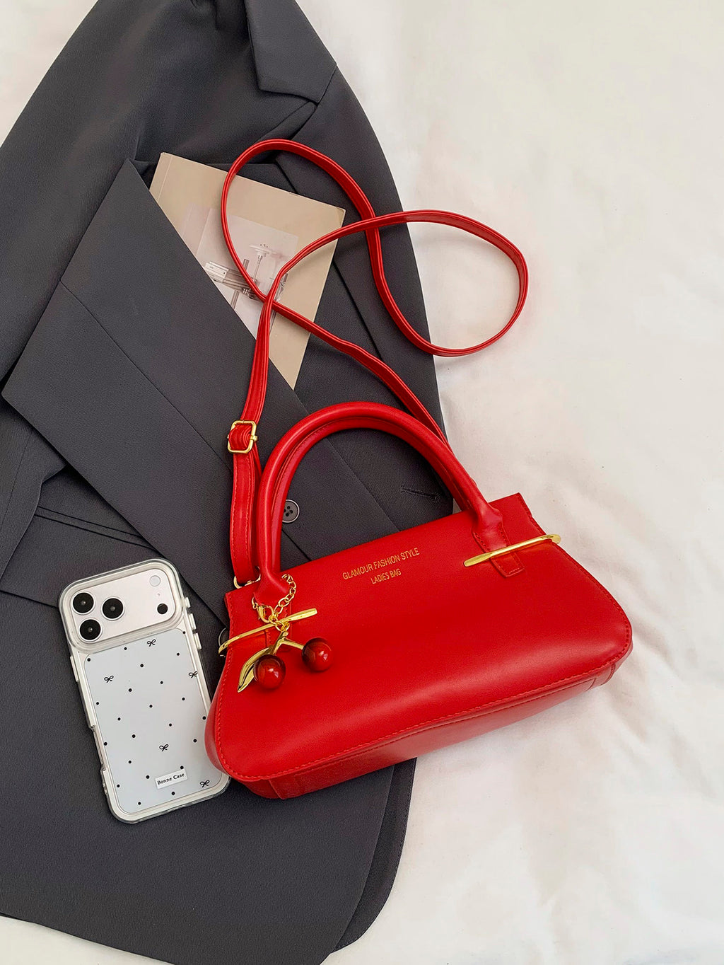Modern Chic All-Season PU/Artificial Leather/Microfiber Leather Women's Crossbody Bags Other Bags | Color: Red | Image 3