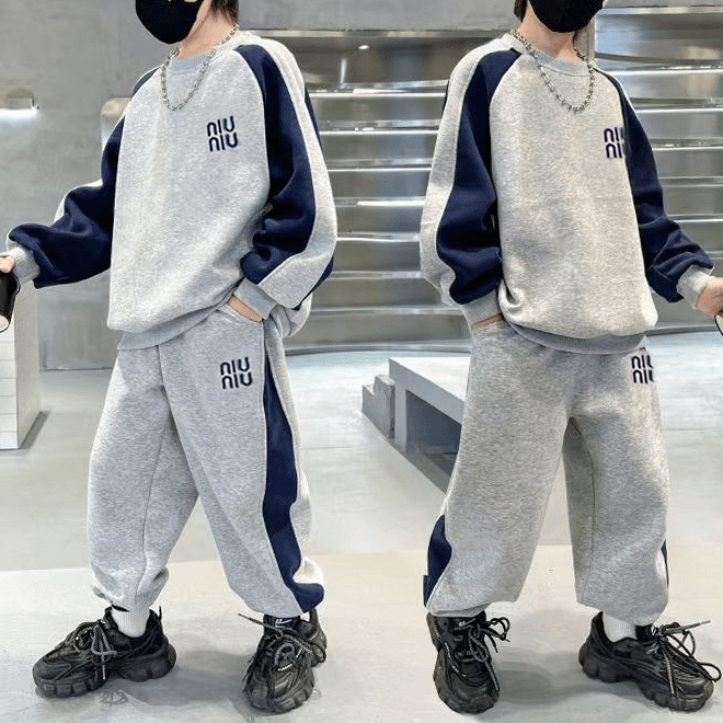 Modern Chic All-Season Casual Sporty Spring 2-Piece Boys' Pants Suit, Ages 6-14 | Color: Grey | Image 1