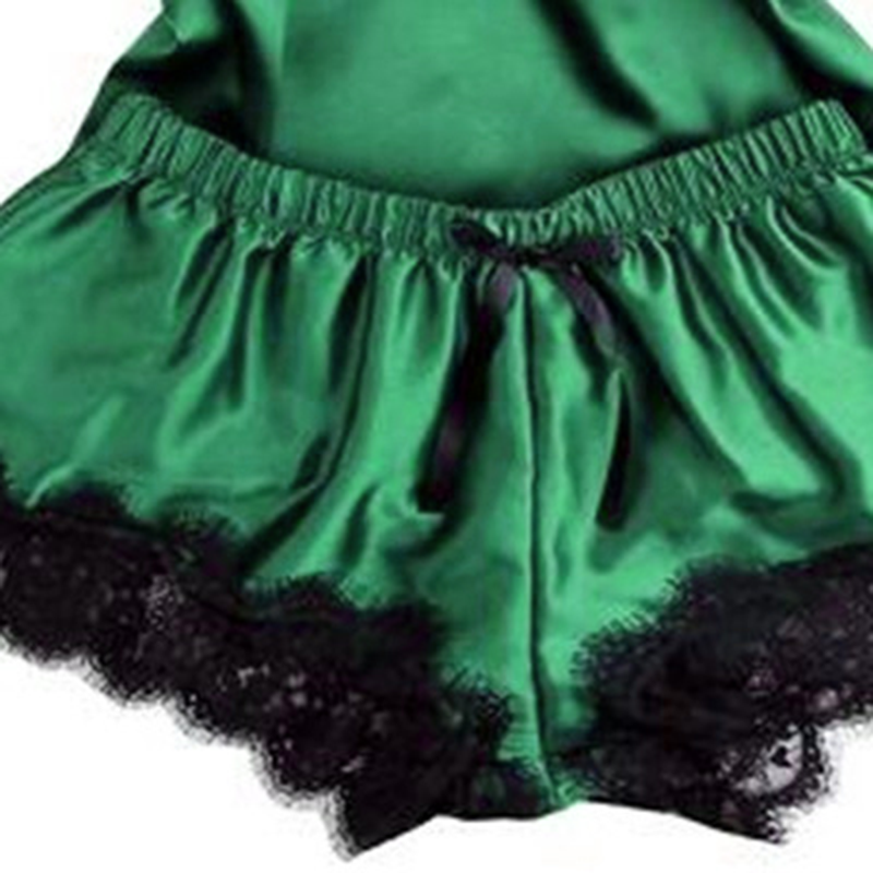 Minimalist Summer 2 Pcs Women 's Sleeveless Night Set | Color: Green | Image 3