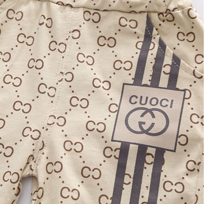 Modern Chic All-Season Minimalist Summer 2-Piece Boys' Pants Suit, Ages 2-9 | Color: Khaki | Image 2