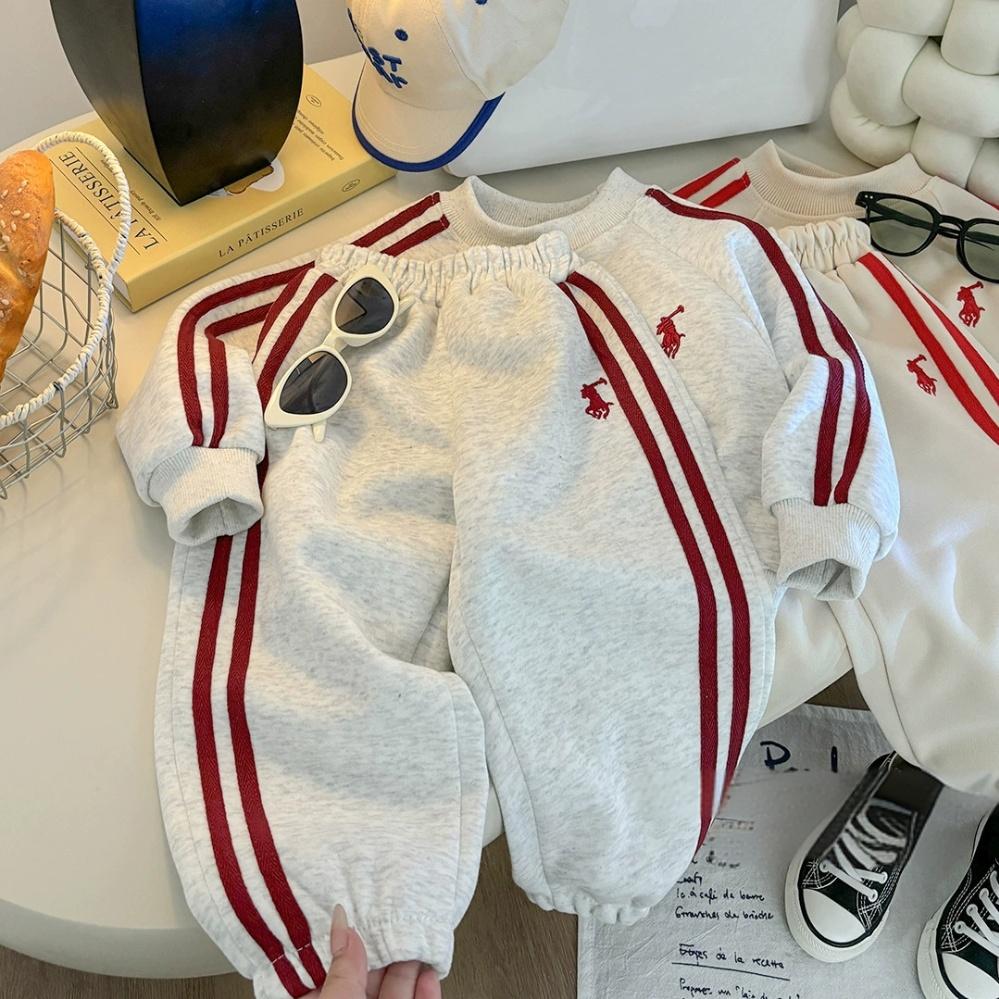Modern Chic All-Season Casual Sporty Autumn 2-Piece Unisex Kids' Pants Suit, Ages 2-13 | Color: Grey | Image 1