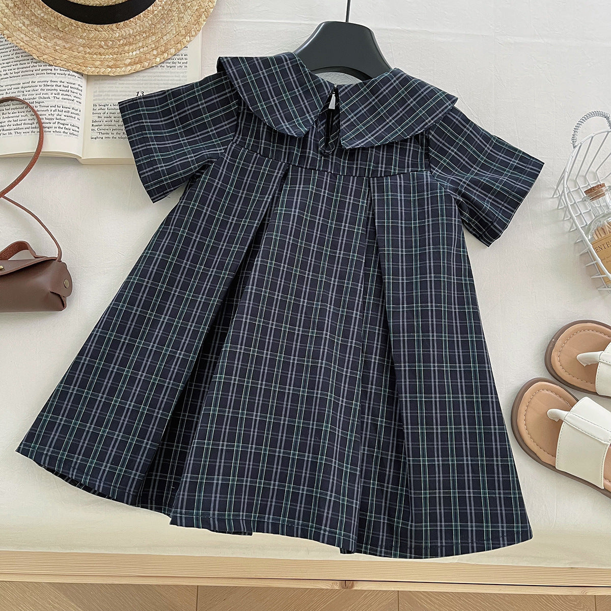 Casual Sporty Summer Girls' A-Line Dress, Ages 2-9 | Color: Navy | Image 3