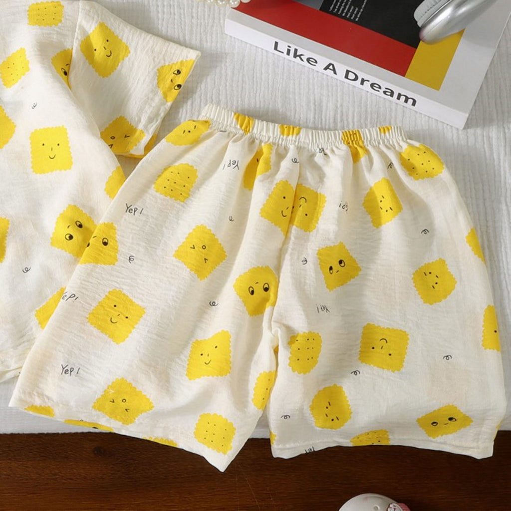 Minimalist Summer 2-Piece Unisex Kids' Pajama Set, Ages 2-9 | Color: Style 1 | Image 2