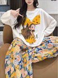 Sweet Feminine All-Season 2 Pcs Women 's Long Sleeve Sleep Set | Color: Style 1 | Image 1