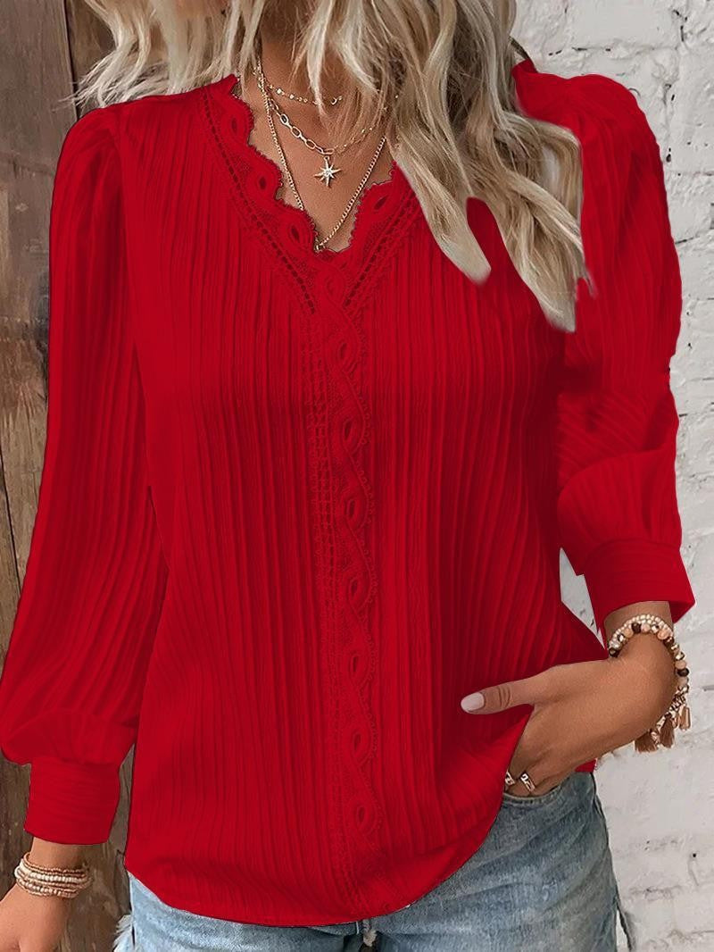 Modest All-Season Blouse | Color: Red | Image 1