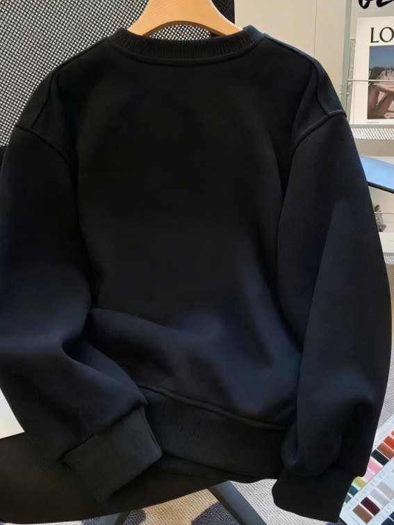 Modern Chic All-Season Minimalist Autumn Boys' Sweatshirt, Ages 2-13 | Color: Black | Image 2