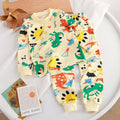 Minimalist Autumn 2-Piece Unisex Kids' Pajama Set, Ages 2-9 | Color: Beige | Image 1