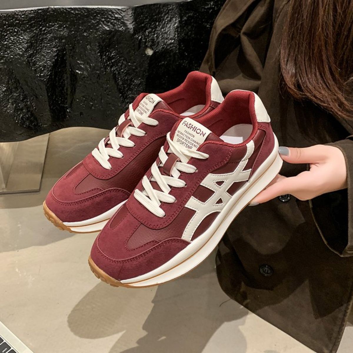 Modern Chic All-Season Others Women's Fashion Sneaker | Color: Red | Image 1