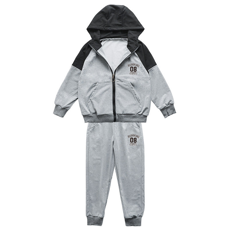 Modern Chic All-Season Casual Sporty Spring 2-Piece Boys' Pants Suit, Ages 3-13 | Color: Grey | Image 3