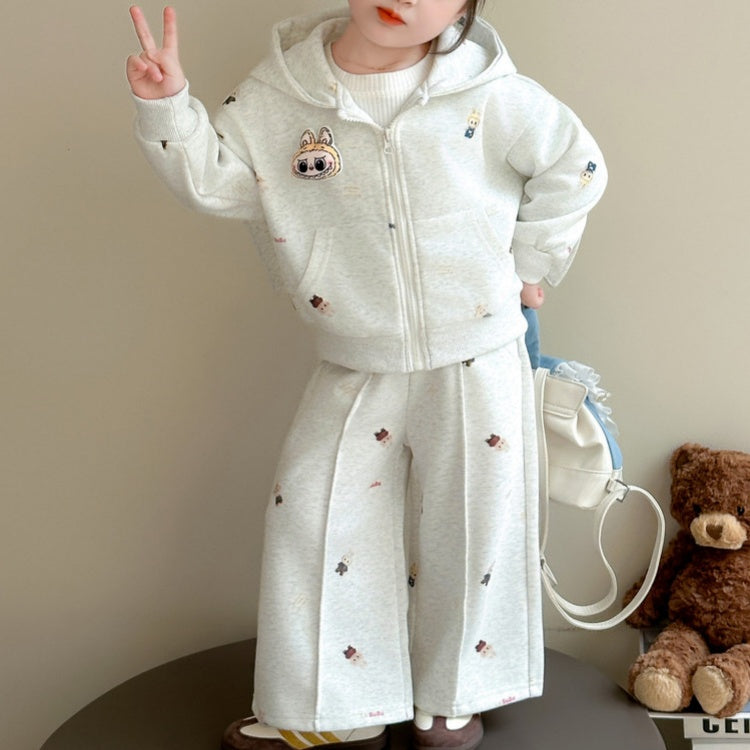 Modern Chic All-Season Casual Sporty Autumn 2-Piece Girls' Pants Suit, Ages 3-11 | Color: Grey | Image 1