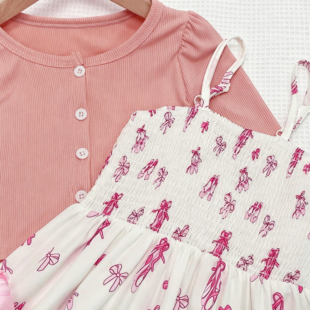 Sweet & Cute Autumn 2-Piece Girls' Dress Suit, Ages 2-11 | Color: Pink | Image 2