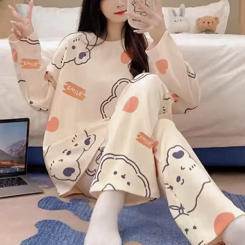 Sweet Feminine All-Season 2 Pcs Women 's Long Sleeve Sleep Set | Color: Style 2 | Image 2