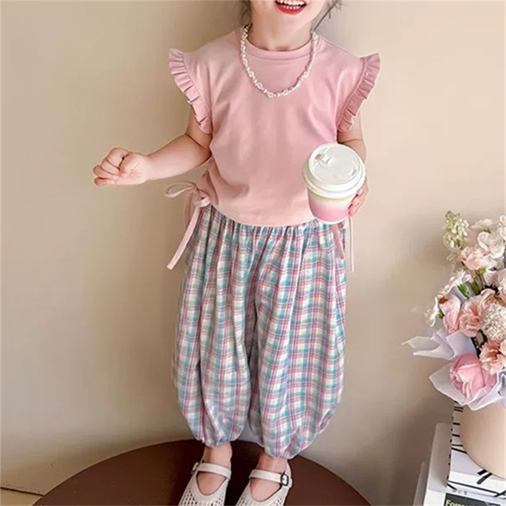Sweet & Cute Summer 2-Piece Girls' Pants Suit, Ages 2-9 | Color: Pink | Image 1