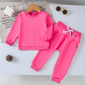 Minimalist Autumn 2-Piece Baby Girls' Pants Suit, Ages 0-24 Months | Color: Rose | Image 1