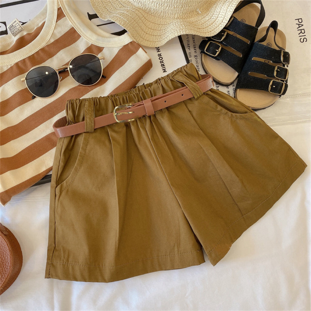 Sweet & Cute Summer 3-Piece Girls' Pants Suit, Ages 2-9 | Color: Khaki | Image 2