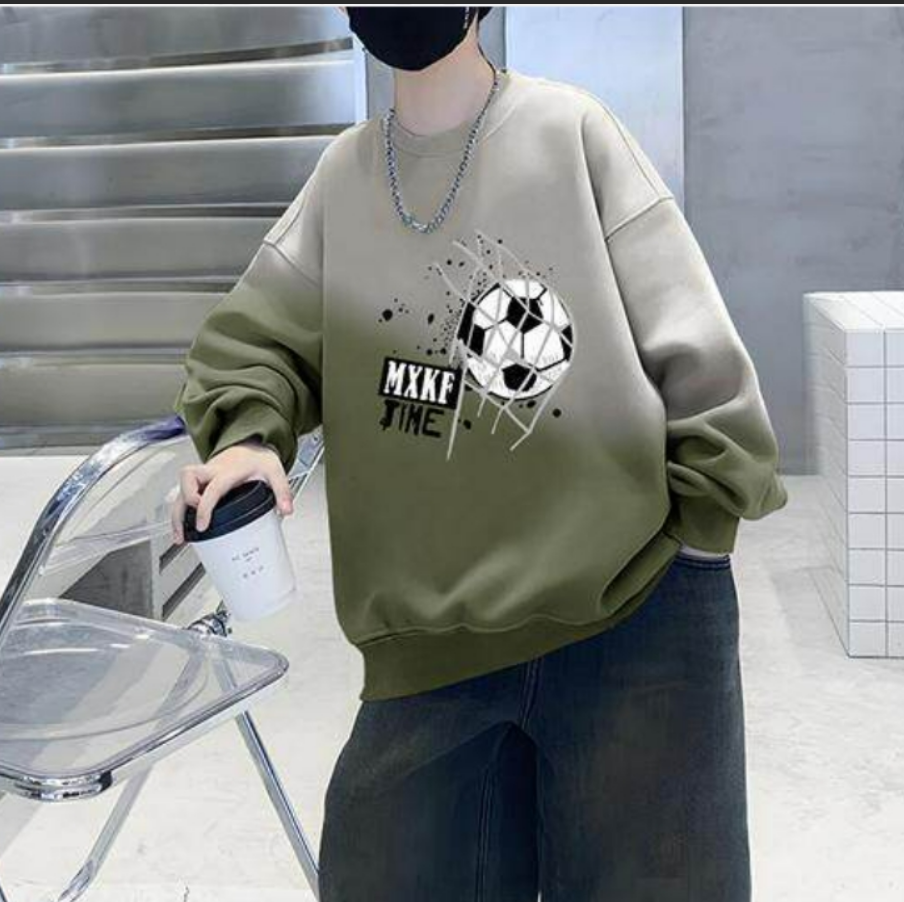 Casual Sporty Spring Boys' Sweatshirt, Ages 4-14 | Color: Green | Image 1