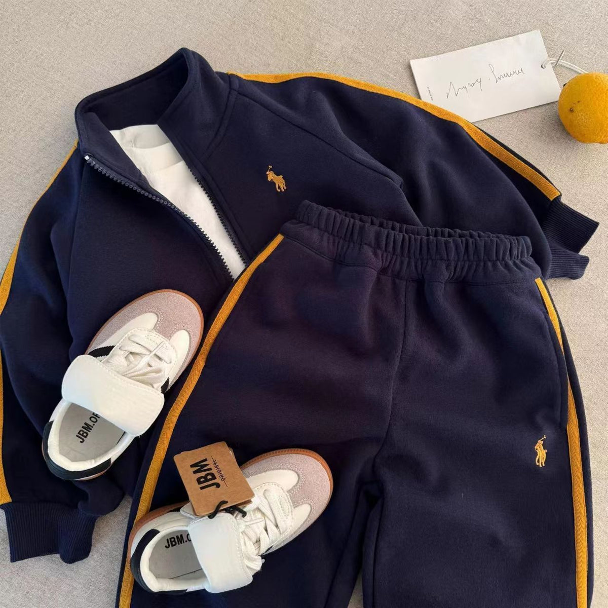 Modern Chic All-Season Casual Sporty Autumn 2-Piece Unisex Kids' Pants Suit, Ages 2-9 | Color: Navy | Image 1