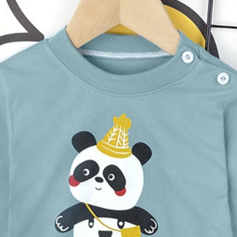 Minimalist Autumn 2 Pcs 2-9years Boys Pajama Sets | Color: Dark Grey | Image 2