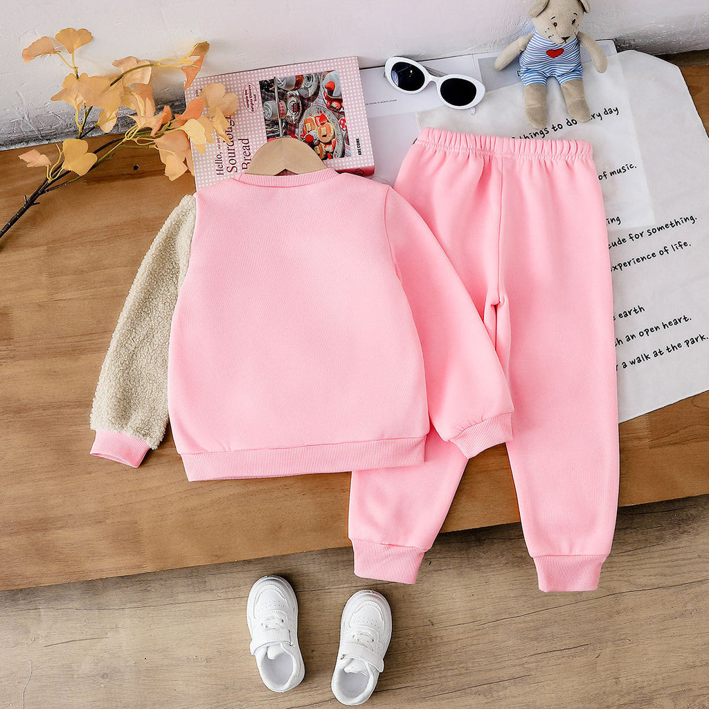 Sweet & Cute Autumn 2-Piece Girls' Pants Suit, Ages 3-9 | Color: Pink | Image 3