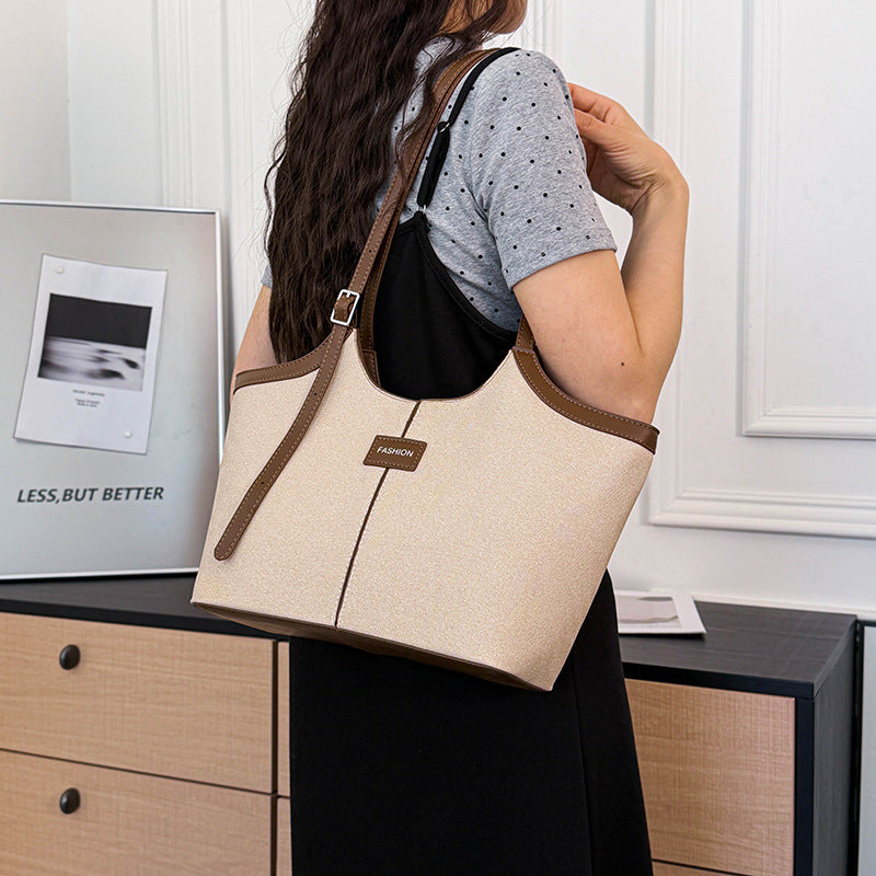 Modern Chic All-Season PU/Artificial Leather/Microfiber Leather Women's Shoulder Bags Tote Bags | Color: Beige | Image 1