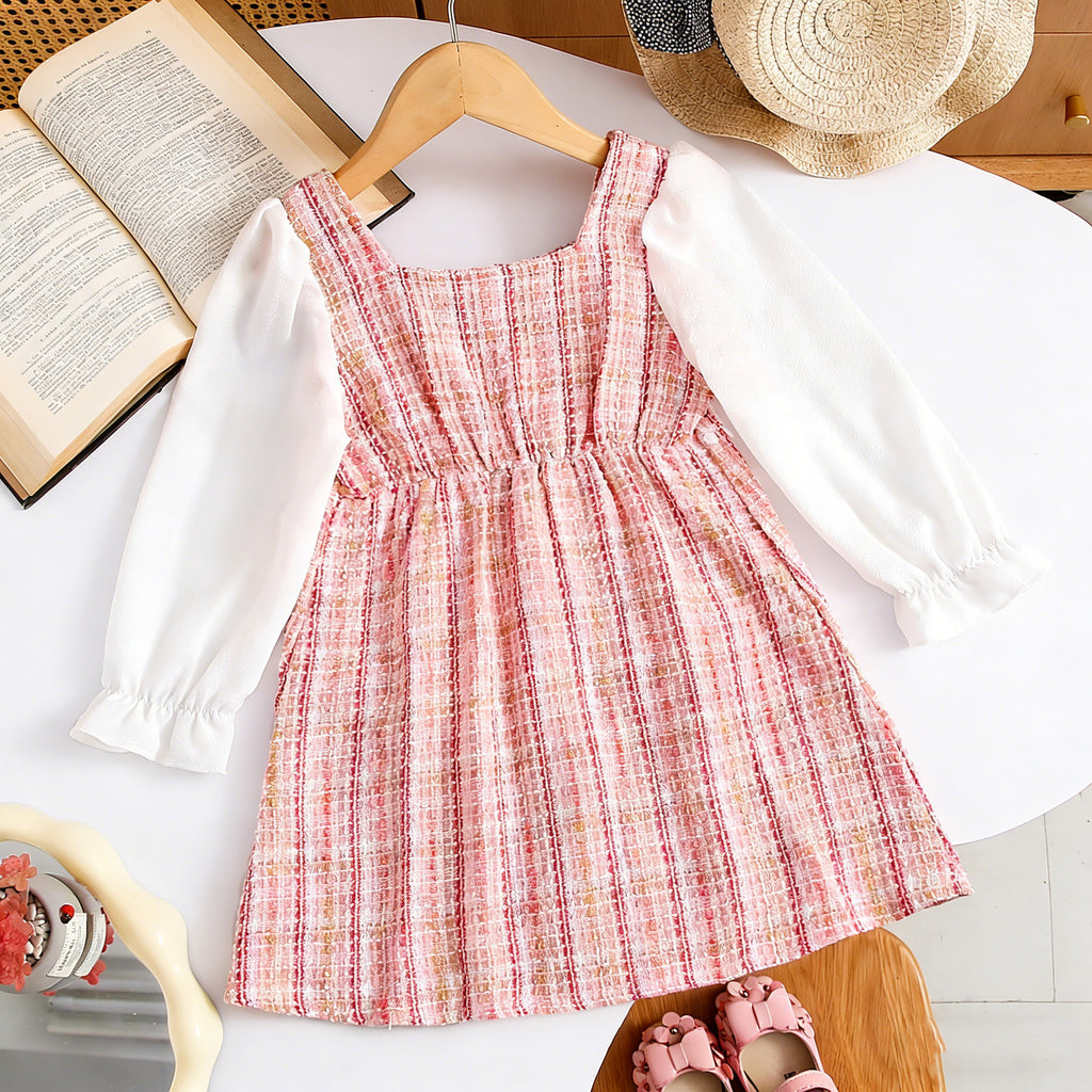 Trendy Spring Girls' A-Line Dress, Ages 2-5 | Color: Pink | Image 2