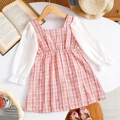 Trendy Spring Girls' A-Line Dress, Ages 2-5 | Color: Pink | Image 2
