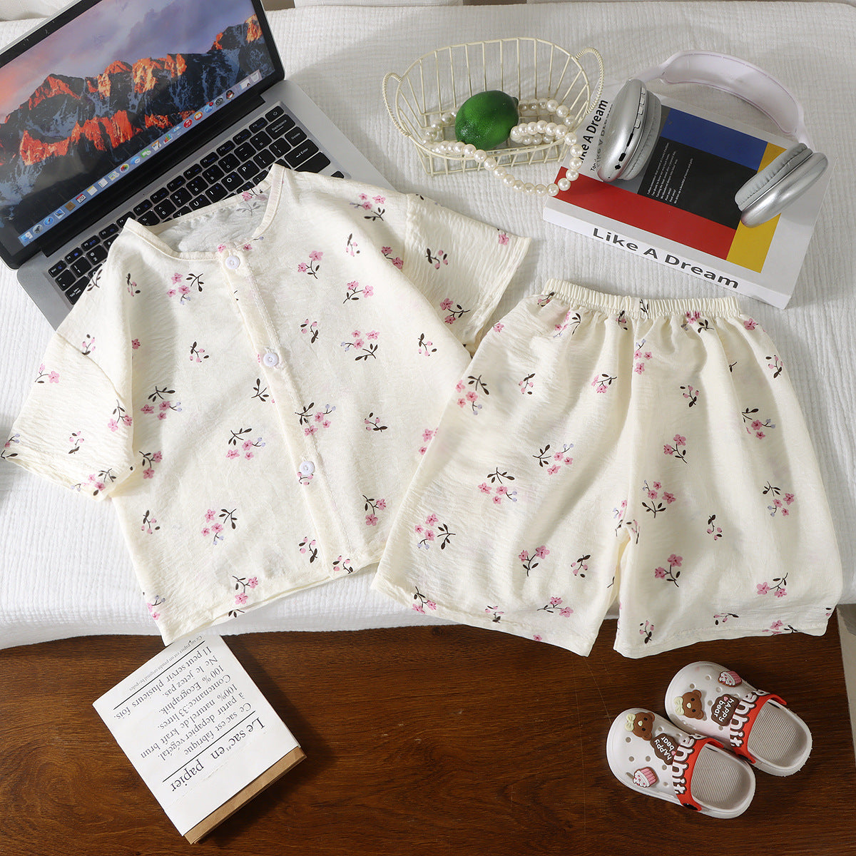 Minimalist Summer 2-Piece Unisex Kids' Pajama Set, Ages 2-9 | Color: Style 2 | Image 1