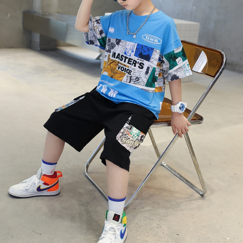 Minimalist Summer 2-Piece Boys' Pants Suit, Ages 3-14 | Color: Blue | Image 3