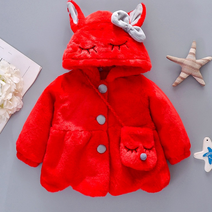 All-Season Sweet & Cute Winter Baby Girls' Jacket, Ages 9-24 Months | Color: Red | Image 1