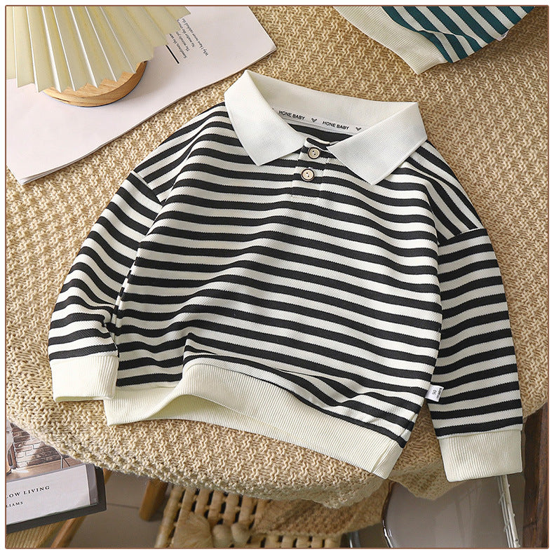 Minimalist Autumn Boys' Sweatshirt, Ages 2-9 | Color: Black | Image 1