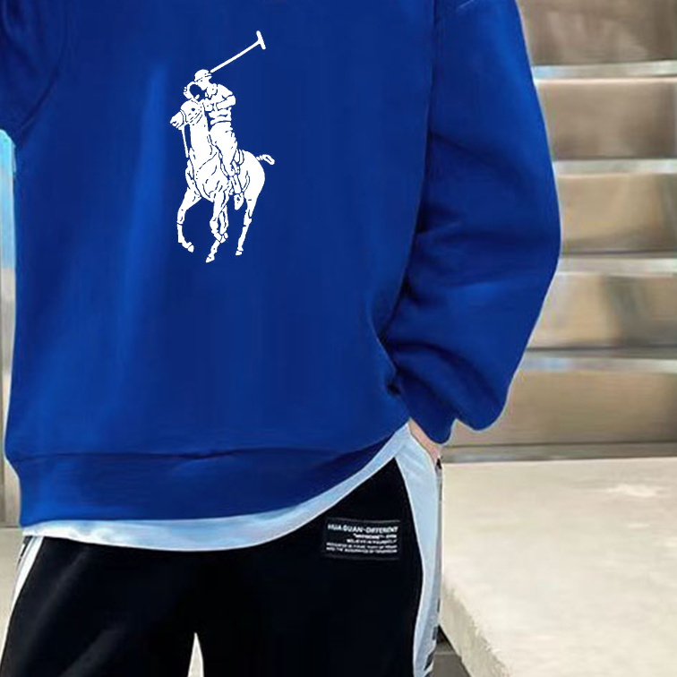 Modern Chic All-Season Minimalist Autumn Boys' Sweatshirt, Ages 4-14 | Color: Blue | Image 3