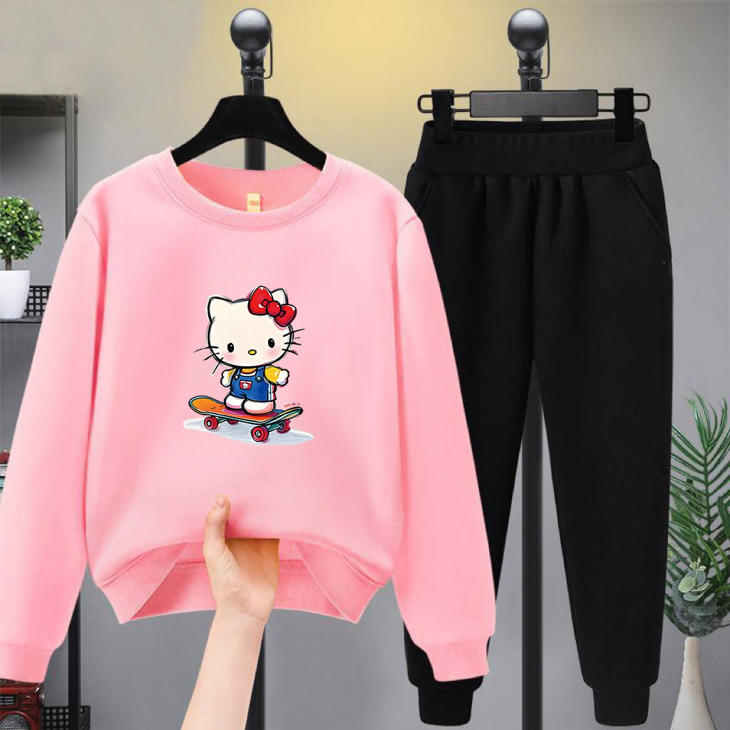 Modern Chic All-Season Minimalist Autumn 2-Piece Girls' Pants Suit, Ages 4-14 | Color: Pink | Image 1