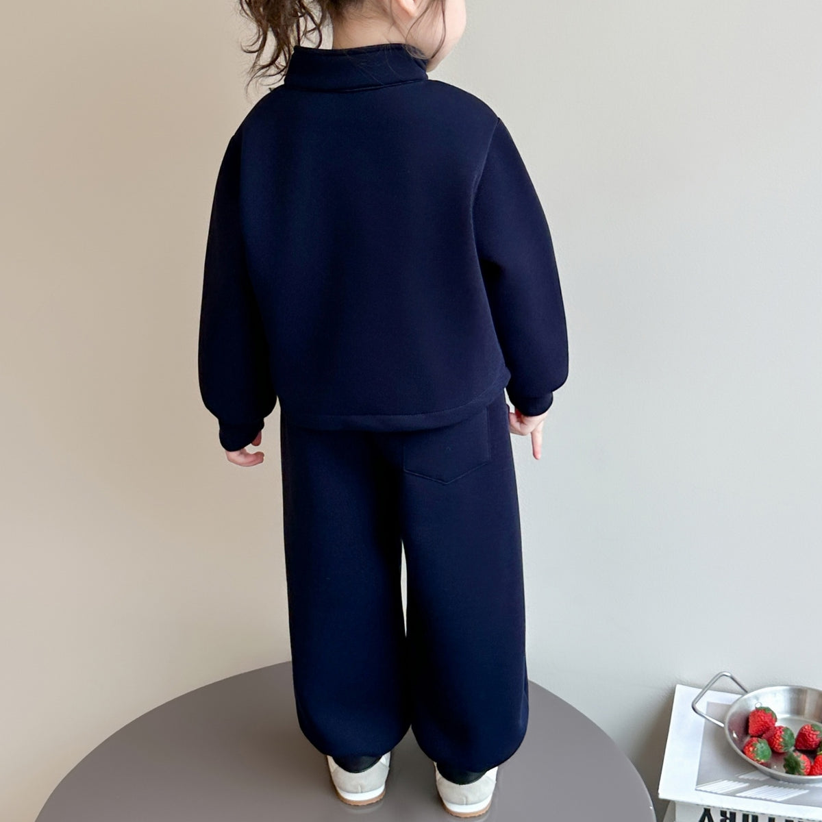 Modern Chic All-Season Casual Sporty Autumn 2-Piece Girls' Pants Suit, Ages 2-9 | Color: Navy | Image 2