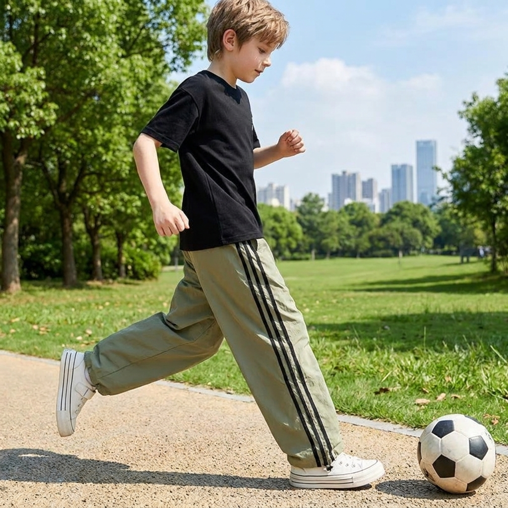 Modern Chic All-Season Casual Sporty Autumn Boys' Casual Pants, Ages 4-14 | Color: Green | Image 1