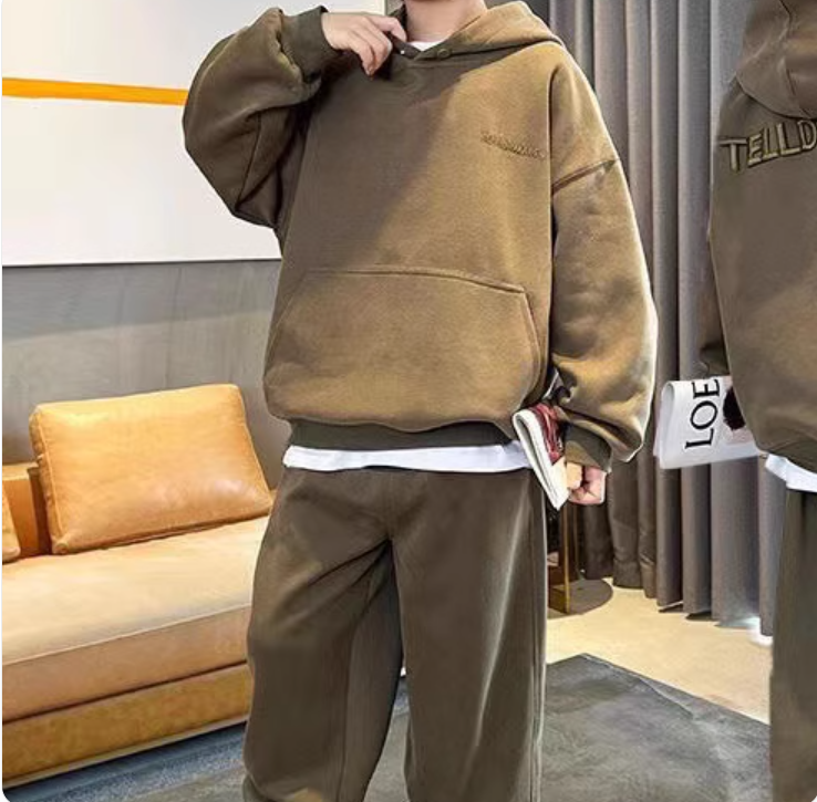 Modern Chic All-Season Minimalist Spring 2-Piece Boys' Pants Suit, Ages 4-14 | Color: Brown | Image 2