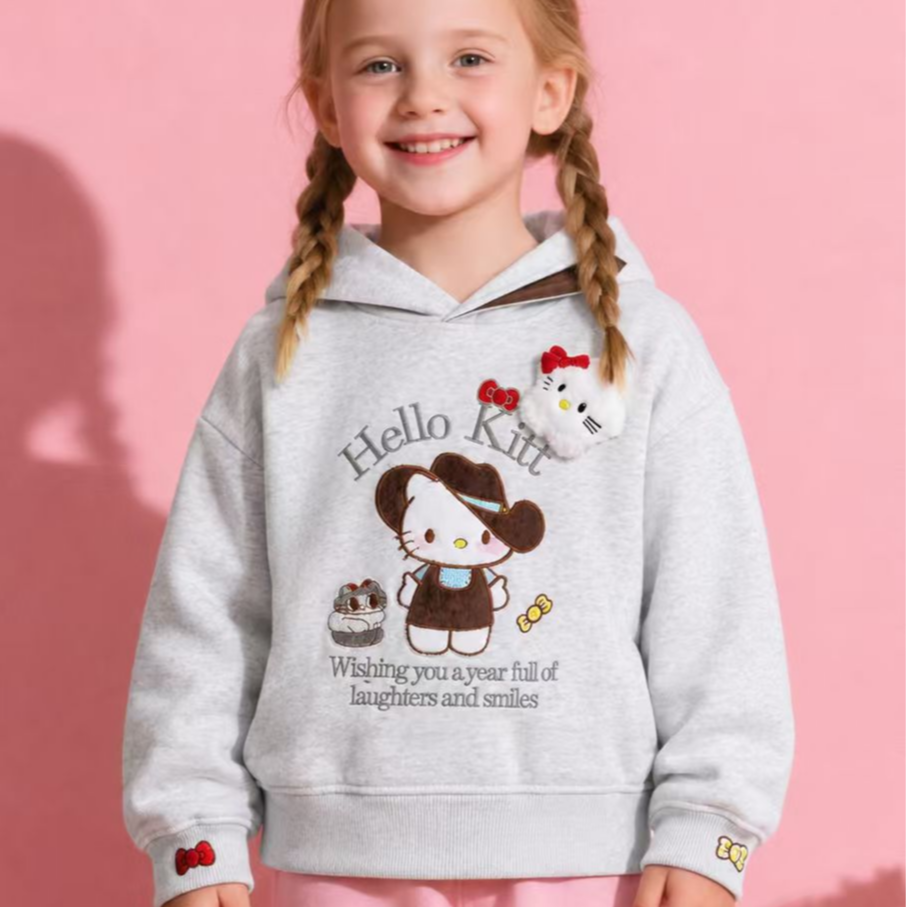 All-Season Sweet & Cute Autumn Girls' Hoodie, Ages 2-13 | Color: Grey | Image 1