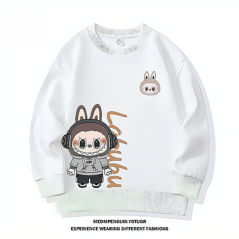 Modern Chic All-Season Minimalist Autumn Unisex Kids' Sweatshirt, Ages 2-14 | Color: White | Image 1