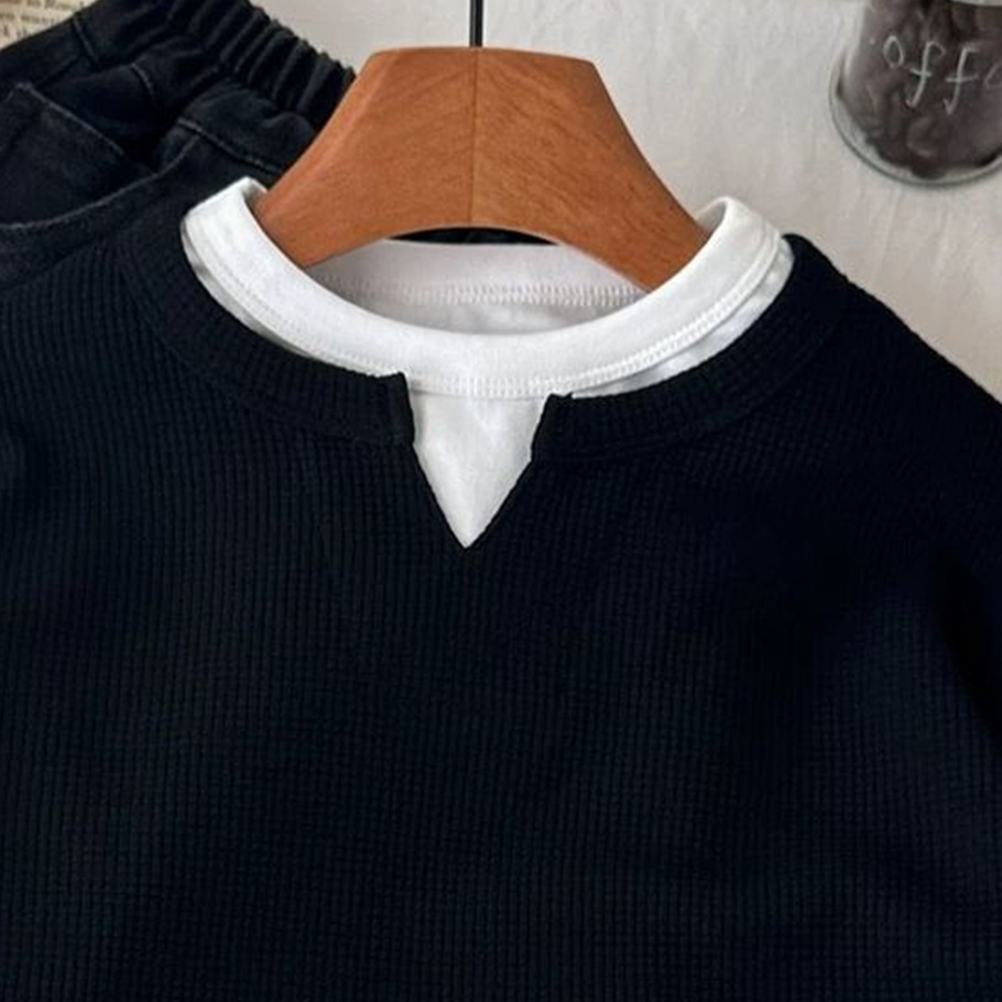 Modern Chic All-Season Casual Sporty Autumn Boys' Sweatshirt, Ages 2-11 | Color: Black | Image 2