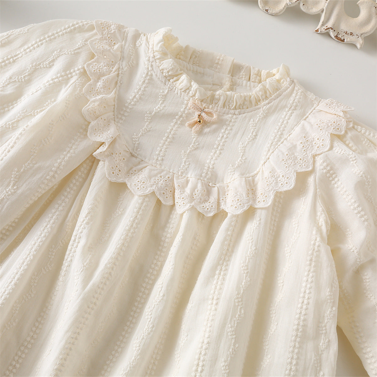 Modern Chic All-Season Trendy Spring Girls' A-Line Dress, Ages 2-9 | Color: White | Image 2